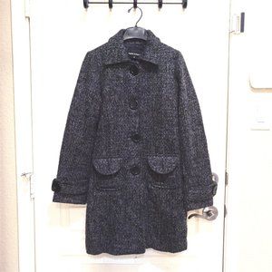 Classical Black Tweed Midi Coat